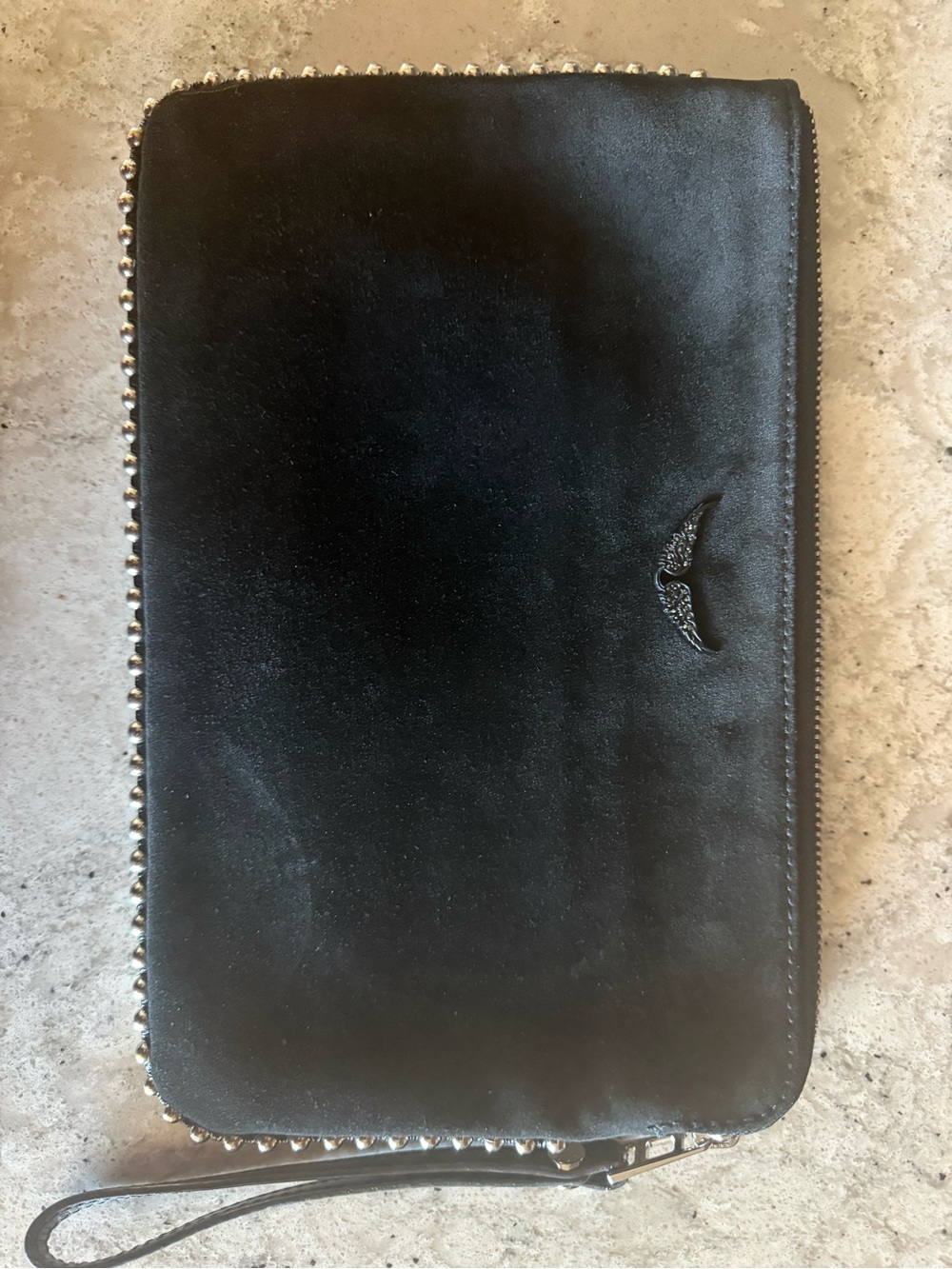 Zadig & Voltaire Rock Wristlet Wallet - Black Suede (7x11)